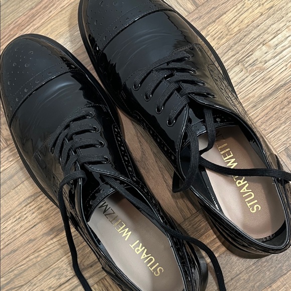 STUART WEITZMAN Womens Darra Patent Leather Brogue Oxfords Black size 9.5 B - Picture 7 of 16